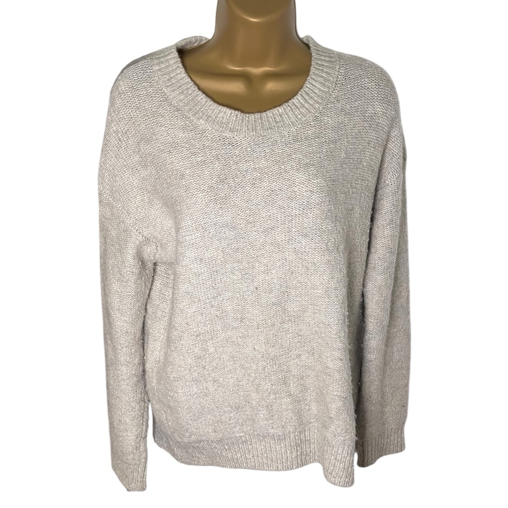 Vince. Mohair Merino Wool Blend Oversized Crewneck Knit Sweater Oatmeal XS